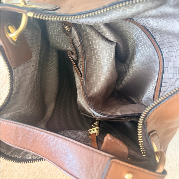 Cole Haan Brown Leather Gold Grommet Shoulder Bag - Picture 9 of 9